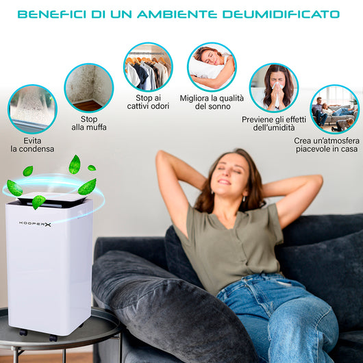 Deumidificatore d’Aria 10 Litri 245W Kooper H2O Bianco