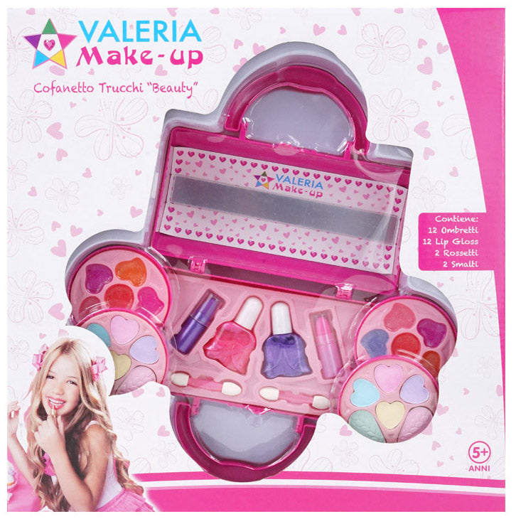 Cofanetto Trucchi Giocattolo per Bambini 33x17x33 cm 28 Pezzi Make-Up Rosa