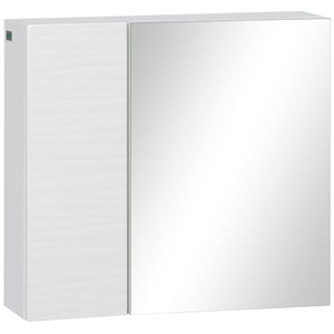 Armadio a Specchio 4 Ripiani 48x15x45 cm in Truciolato e Vetro Bianco