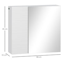 Armadio a Specchio 4 Ripiani 48x15x45 cm in Truciolato e Vetro Bianco