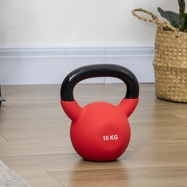 Kettlebell 10 Kg 19x12x22 cm in Metallo e Neoprene Rosso