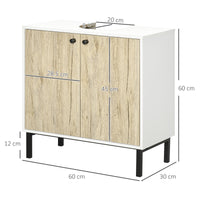 Mobile  Sotto Lavabo 60x30x60 cm in Truciolato e Acciaio Bianco e Rovere