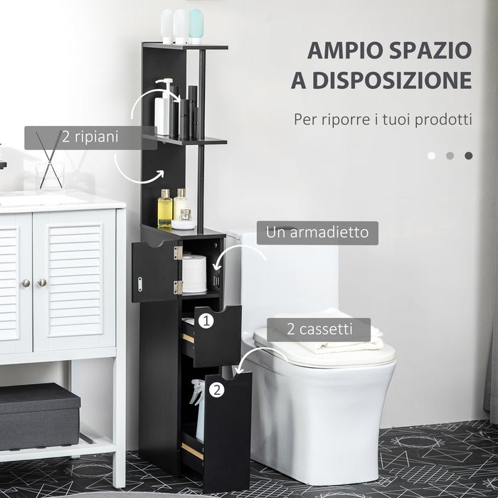 Mobile a Colonna 15x33x136 cm in Legno Nero