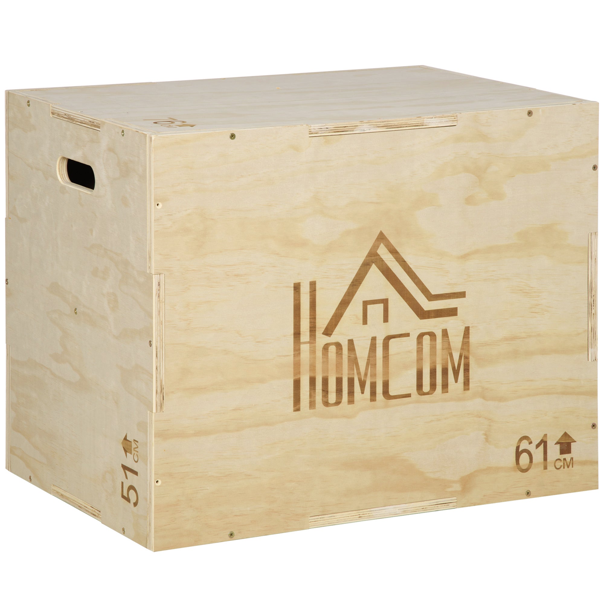 Plyo Box 3 Altezze 61x51x76 cm in Legno Naturale