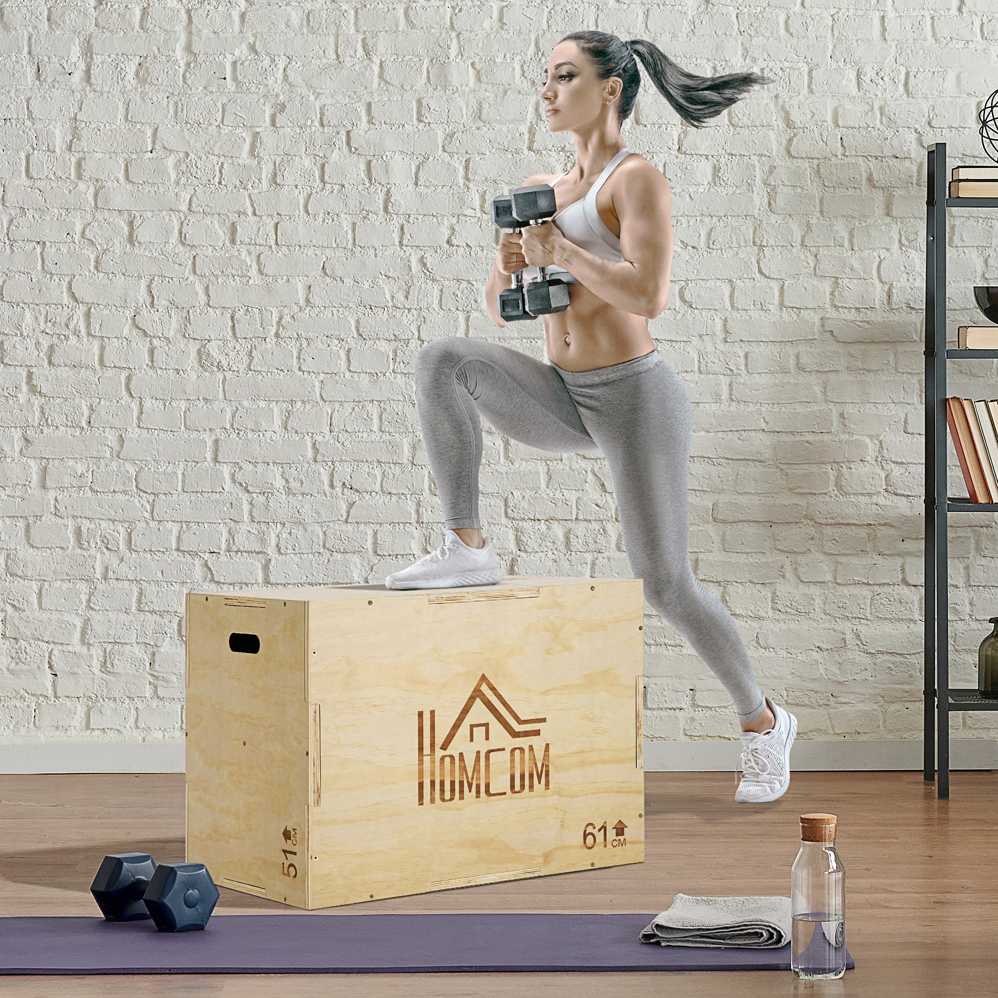 Plyo Box 3 Altezze 61x51x76 cm in Legno Naturale