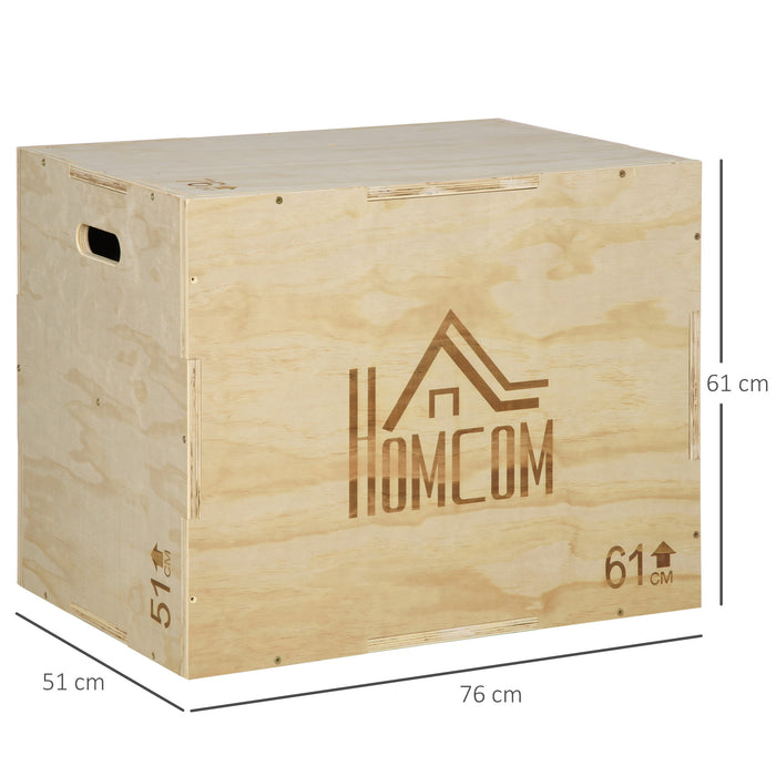 Plyo Box 3 Altezze 61x51x76 cm in Legno Naturale