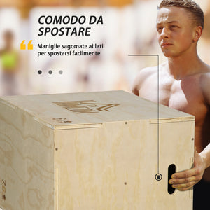 Plyo Box 3 Altezze 61x51x76 cm in Legno Naturale