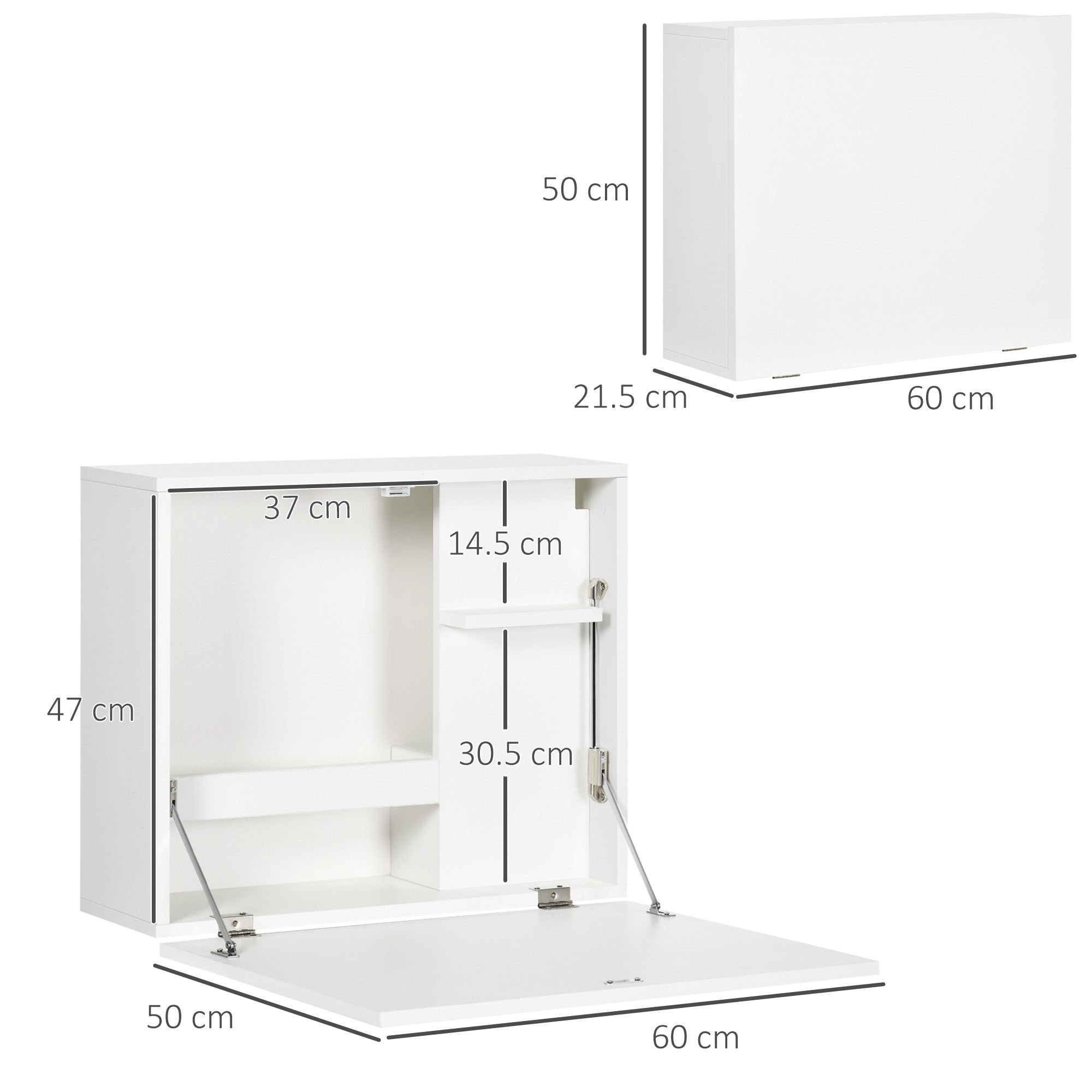 Scrivania Pieghevole con Ripiani 60x21,5x50 cm in Truciolato e MDF Bianco