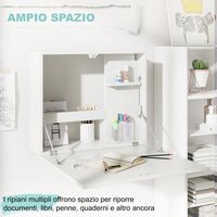 Scrivania Pieghevole con Ripiani 60x21,5x50 cm in Truciolato e MDF Bianco