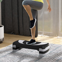 Step Professionale da Aerobica Fitness  80x31x20 cm Altezza Regolabile 10-20 cm Nero e Grigio