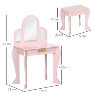 Specchiera Giocattolo per Bambini 52x32x85 cm in MDF e Acrilico Rosa