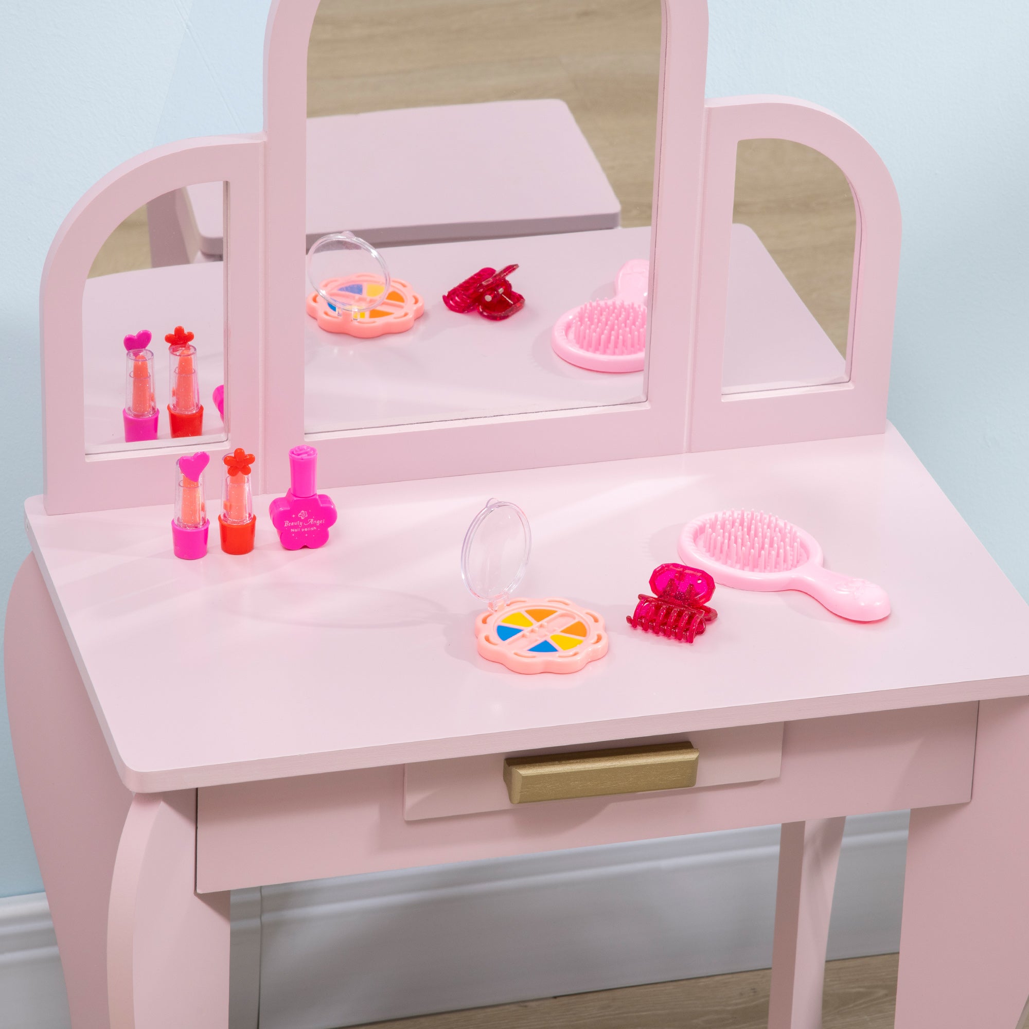 Specchiera Giocattolo per Bambini 52x32x85 cm in MDF e Acrilico Rosa