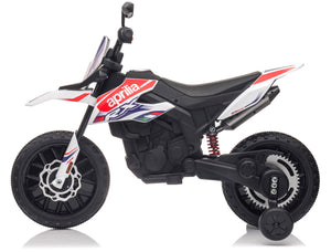 Moto Elettrica per Bambini 12V con Licenza Aprilia Motocross RX125 Bianco