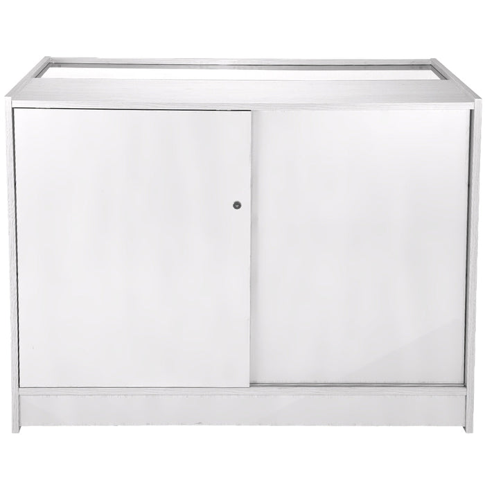 Bancone K1200 Bianco da Negozio e Reception Elegante Solido Robusto con Ripiani