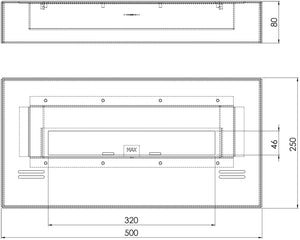 Bruciatore a Bioetanolo per Camini 50x8x25 cm 1L Simple Box 500 Nero