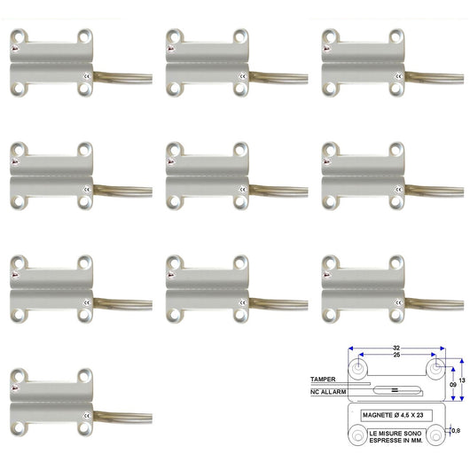 10 CONTATTI MAGNETICI A MATTONCINO DA ESTERNO NC Securvera ST-400DSMBFTA