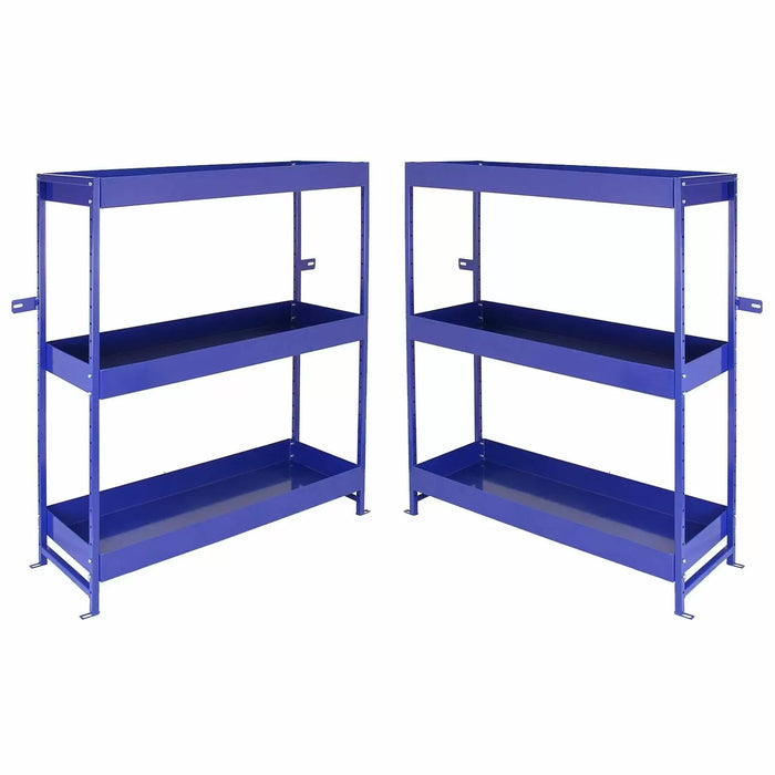 Set 2 Scaffali per Van Furgone 116,5x115x34,8 cm in Acciaio Senza Bulloni Blu