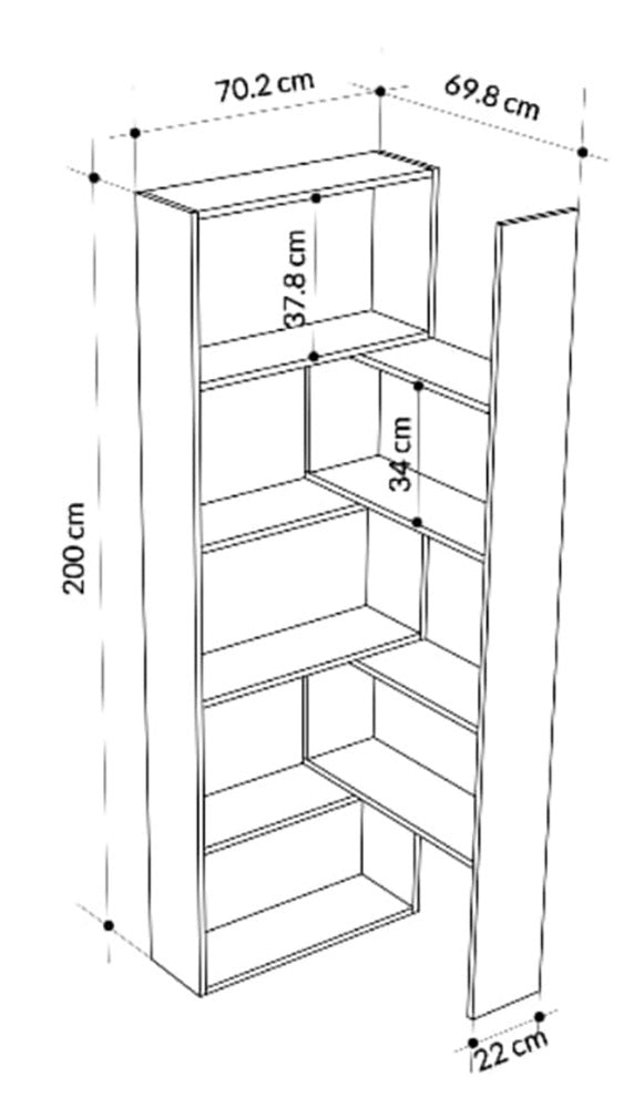 Libreria 72x22x200 cm Wish estensibile angolare Grigio