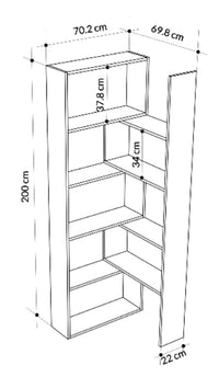 Libreria 72x22x200 cm Wish estensibile angolare Grigio