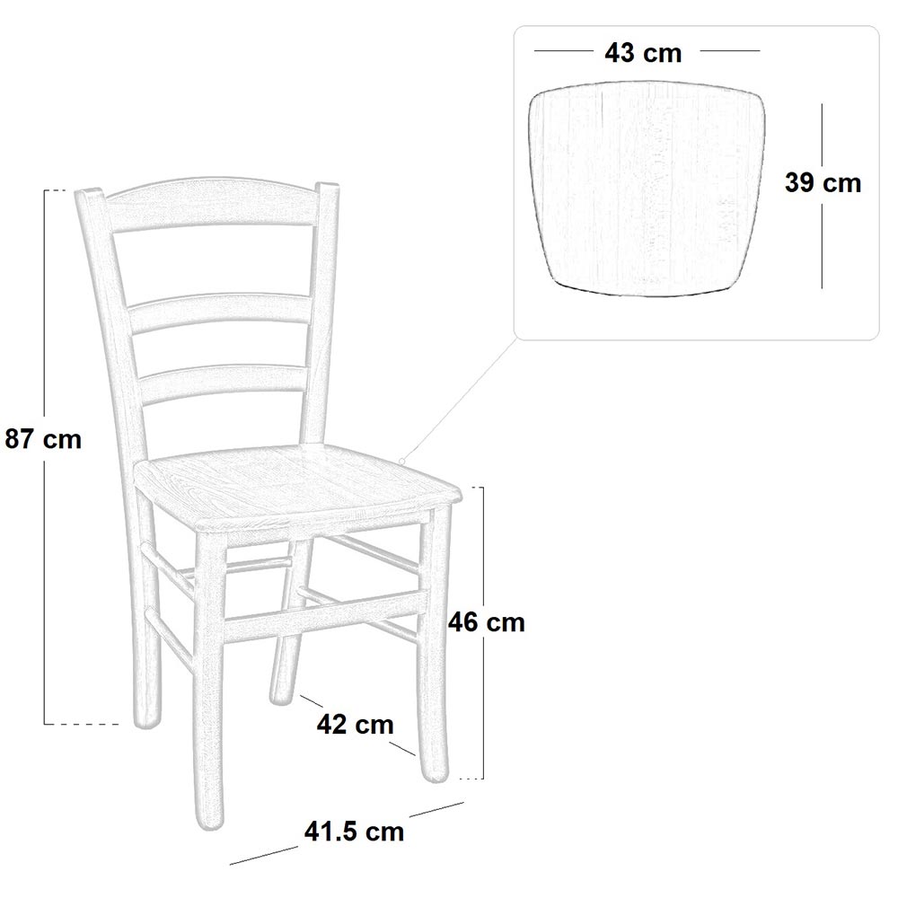 Sedia legno paesana con seduta in legno noce chiaro