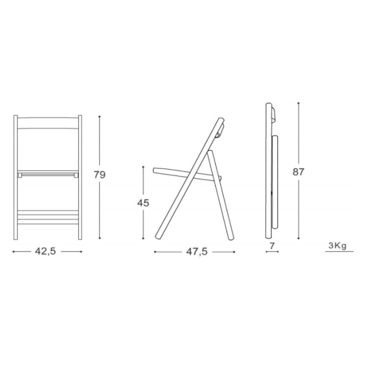 Set 4 Sedie pieghevoli 42,5x47,5x79 cm Penelope in legno blu