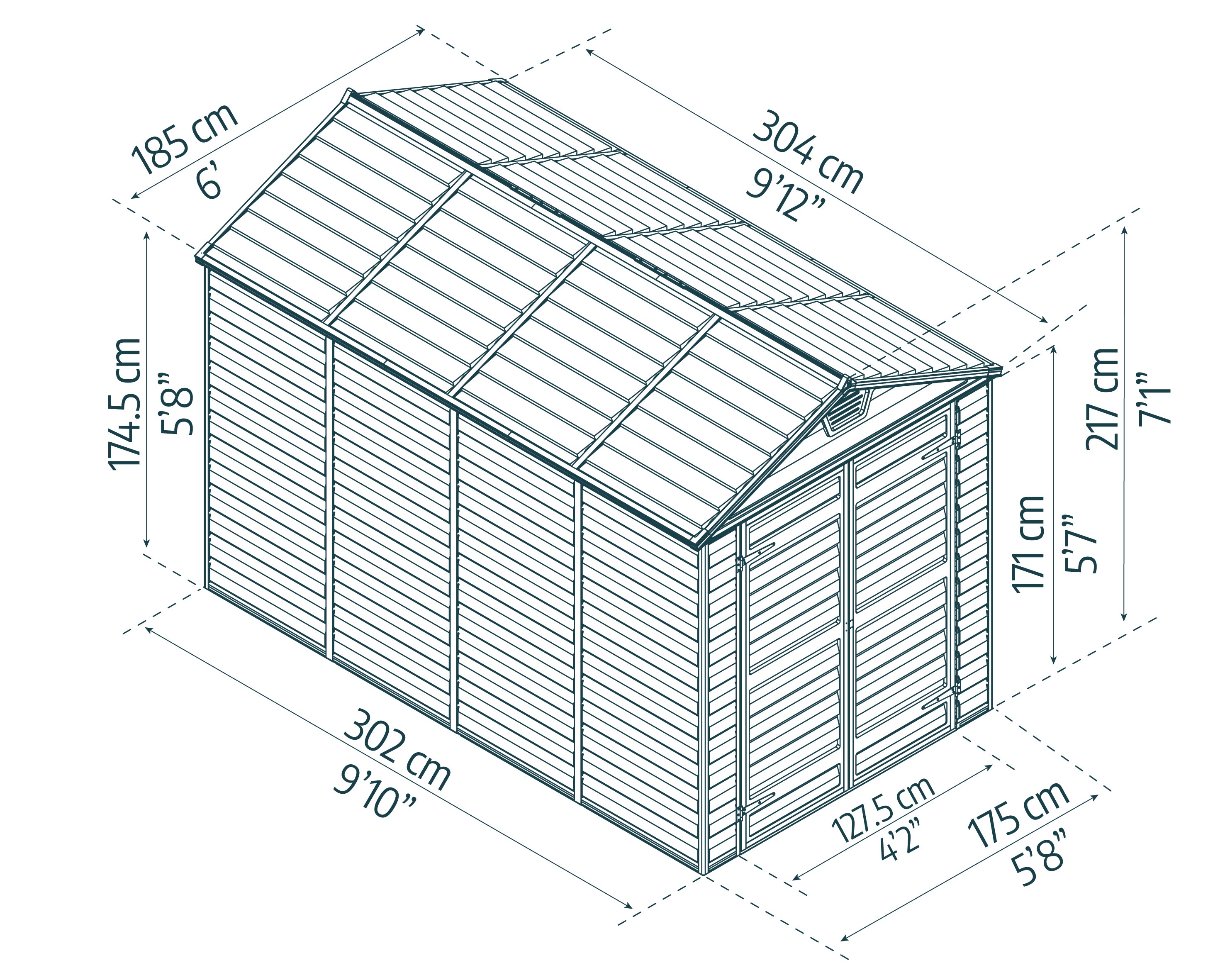 Casetta Da Giardino in Policarbonato Skylight  303X185X217 cm Ambra