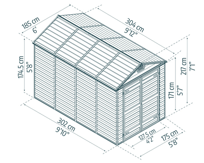 Casetta Da Giardino in Policarbonato Skylight  303X185X217 cm Ambra