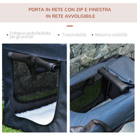 Trasportino per Cani a 3 Ingressi 70x51x50 cm con Cuscino e Sacche Portaoggetti in Tessuto Oxford  Blu Scuro