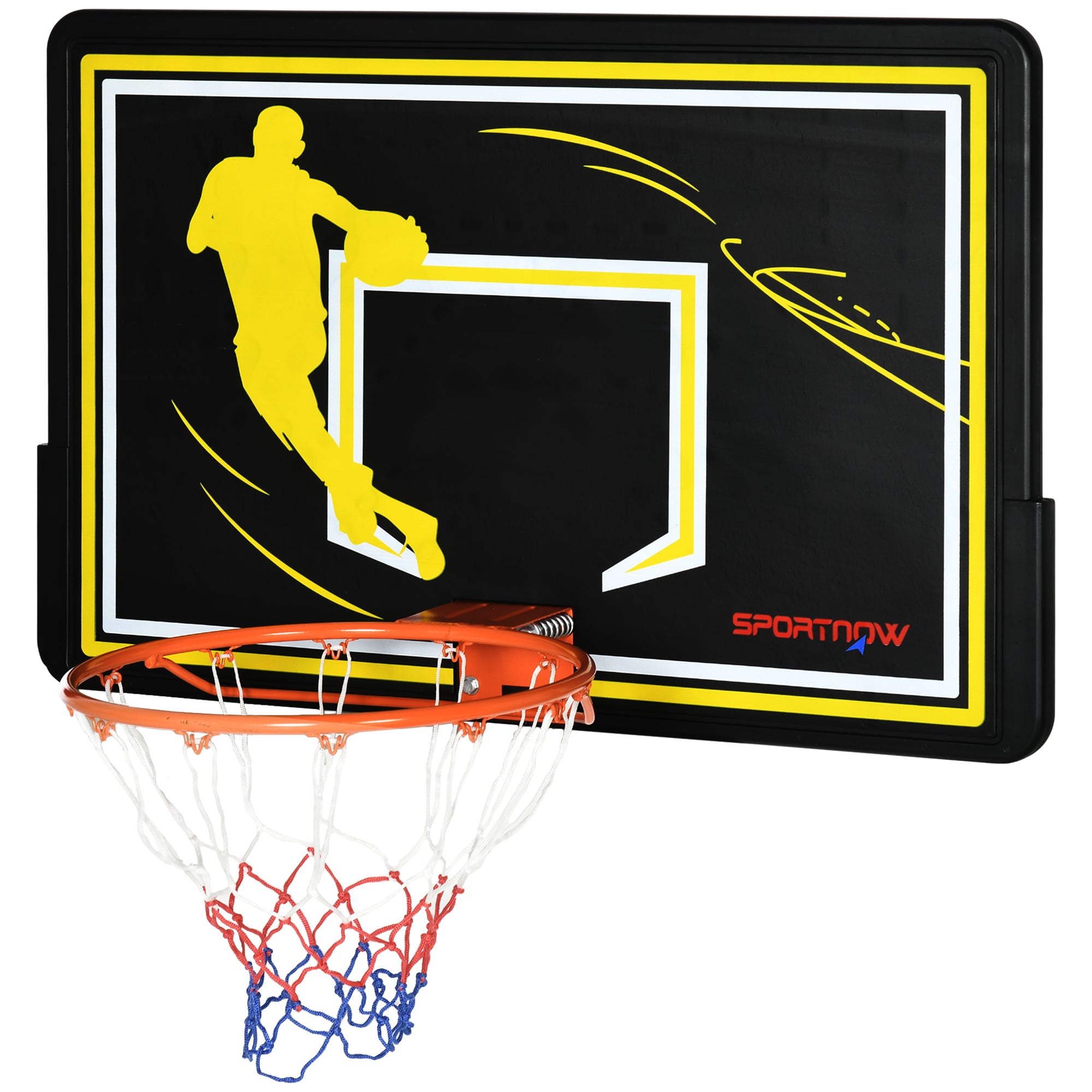 Canestro Basket per Bambini e Adulti 110x90x70 cm  in Acciaio e PE Nero e Giallo