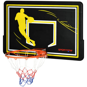 Canestro Basket per Bambini e Adulti 110x90x70 cm  in Acciaio e PE Nero e Giallo