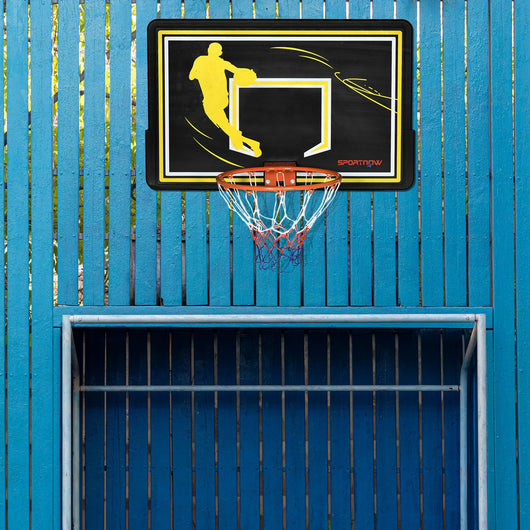 Canestro Basket per Bambini e Adulti 110x90x70 cm  in Acciaio e PE Nero e Giallo