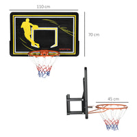 Canestro Basket per Bambini e Adulti 110x90x70 cm  in Acciaio e PE Nero e Giallo