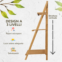 Fioriera da Giardino Pieghevole da Esterno a 3 Livelli 98x37x96,5 cm  in Bambù Legno Naturale