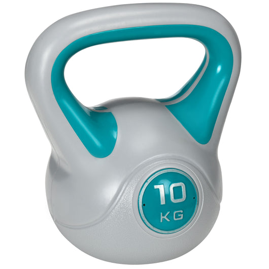 Kettlebell per Allenamento 10 Kg Base Piatta e Impugnatura per Stacchi in PU e Sabbia Verde Scuro