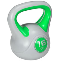 Kettlebell per Allenamento 16 Kg Base Piatta e Impugnatura per Stacchi in PU e Sabbia Verde