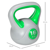 Kettlebell per Allenamento 16 Kg Base Piatta e Impugnatura per Stacchi in PU e Sabbia Verde