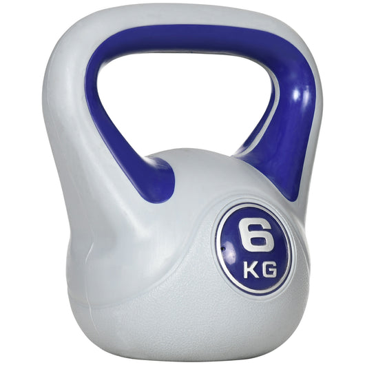 Kettlebell per Allenamento 6 Kg Base Piatta in PU e Sabbia Viola