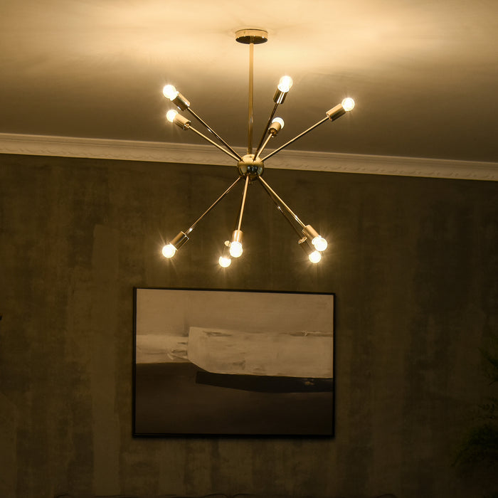 Lampada a Sospensione 65x65x78,5 cm con 10 Luci in Metallo Oro