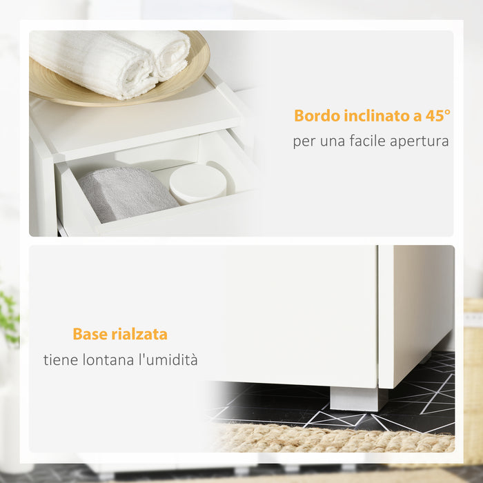 Mobiletto Bagno 30x33x88 cm con Cassetto e Armadietto in Legno  Bianco