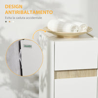 Mobiletto Bagno 30x33x88 cm con Cassetto e Armadietto in Legno  Bianco