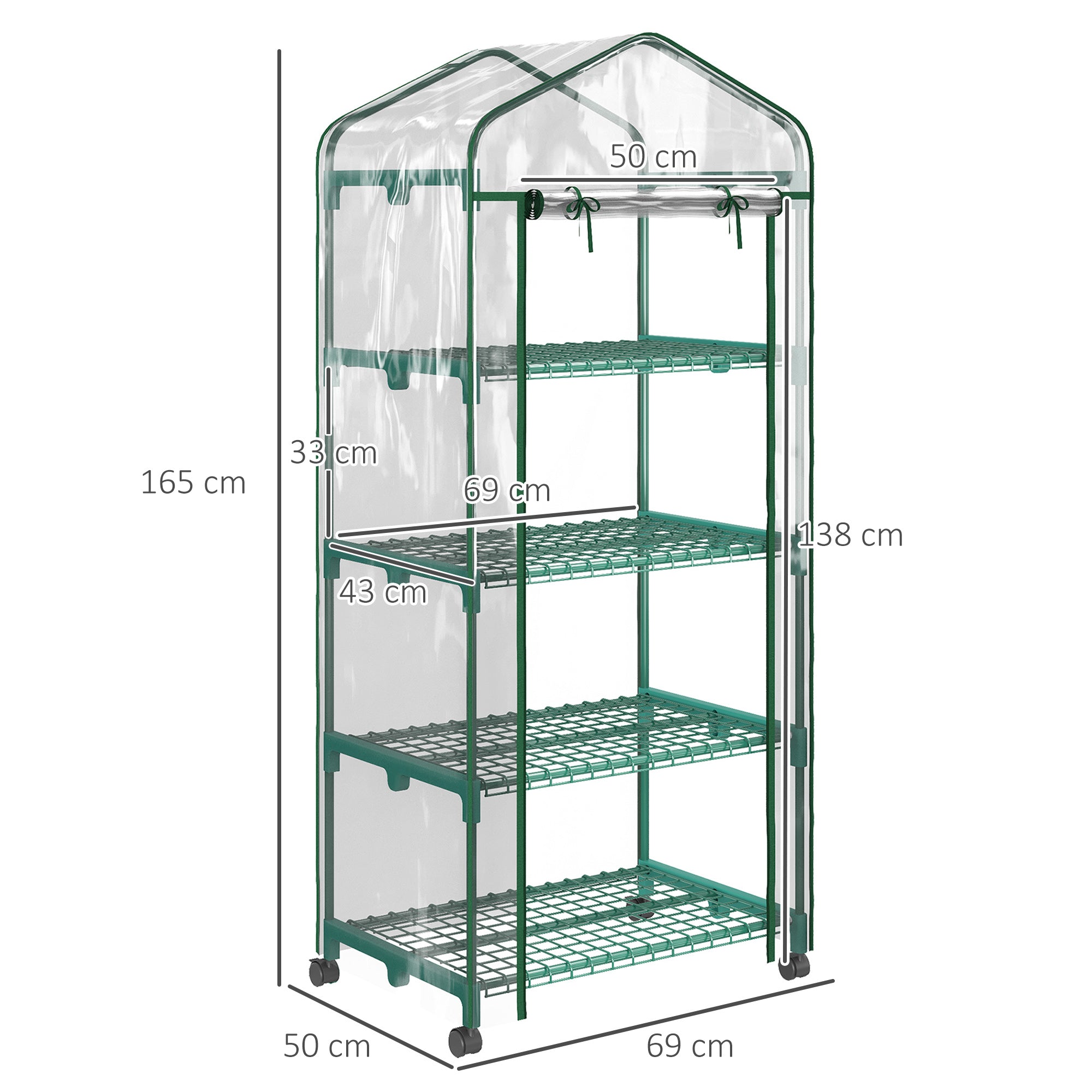 Serra da Giardino Verticale 69x50x165 cm 4 Ripiani in Acciaio e PVC Bianco