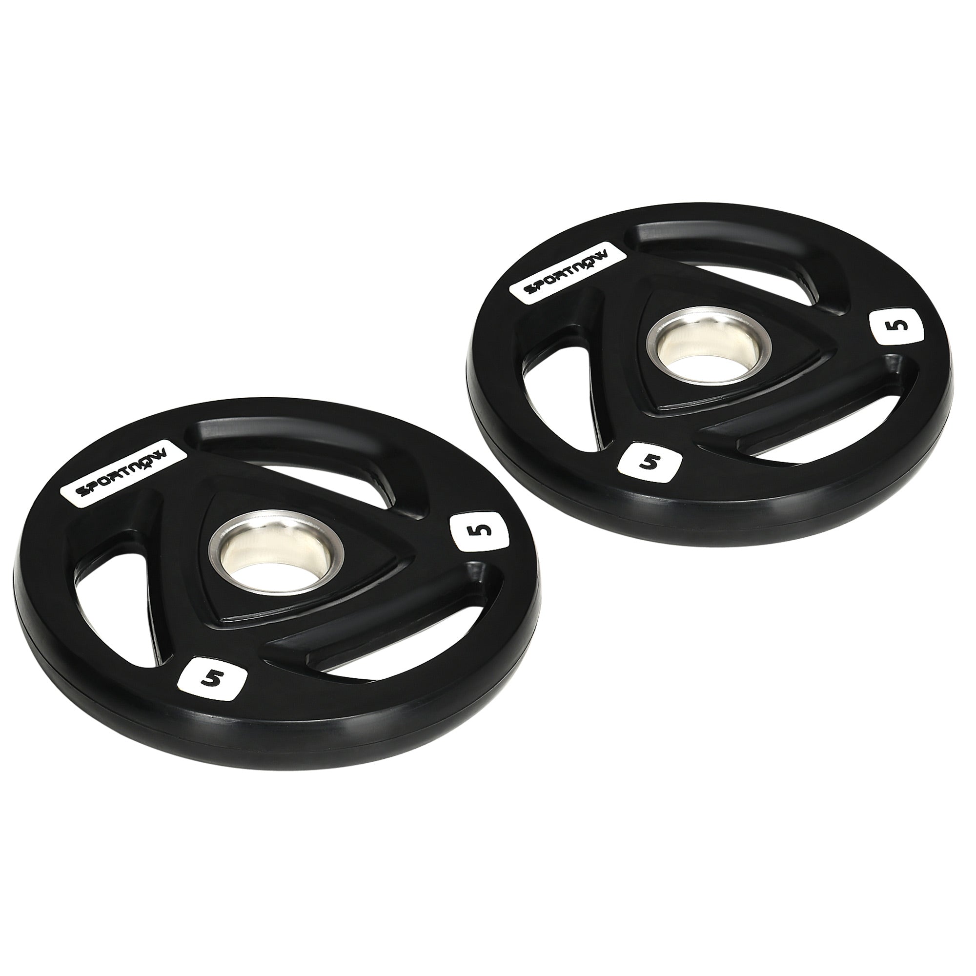 Set di 2 Dischi Pesi da 5 kg per Bilanciere Ø24x3,5 cm in Acciaio con Rivestimento in Gomma Nero