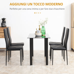 Set di 4 Sedie da Pranzo 41x50x97 cm con Schienale Alto in Similpelle Nero