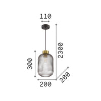 Sospensione Vintage-Decò Mint-3 Metallo Fumè 1 Luce E27