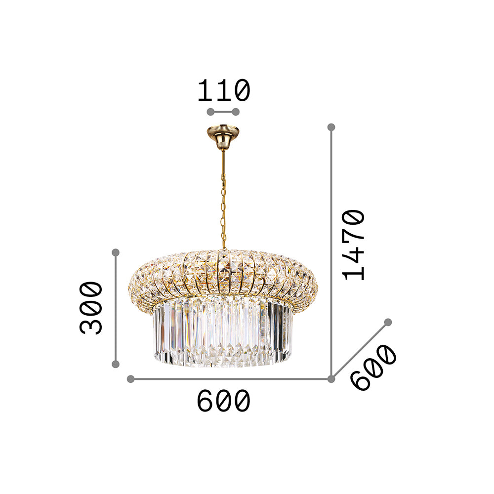 Lampadario Classico Nabucco Metallo Oro 12 Luci E14