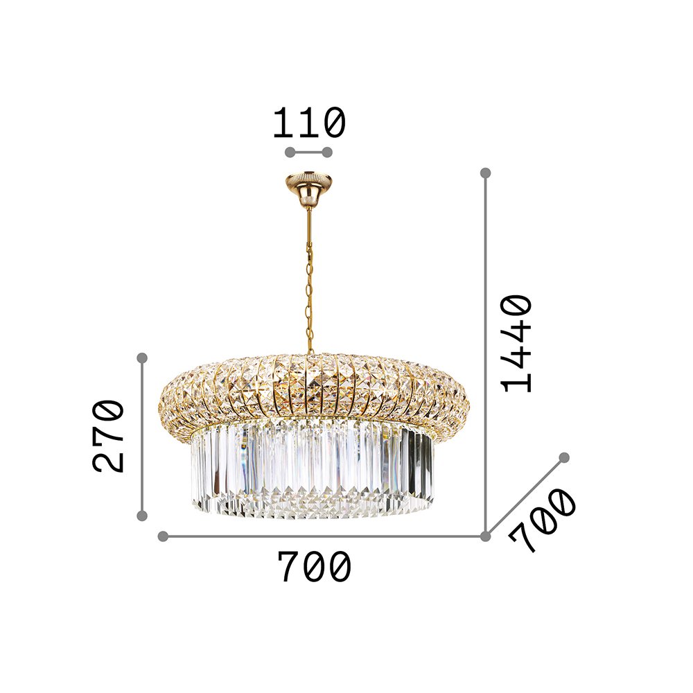 Lampadario Classico Nabucco Metallo Oro 16 Luci E14