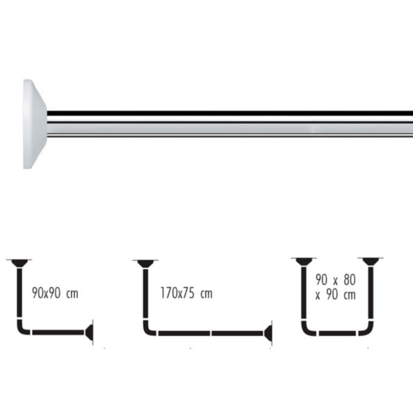 Spirella Bar asta per tenda doccia angolare modulare da fissare in Alu MAGIC UNIVERSAL Finitura lucida