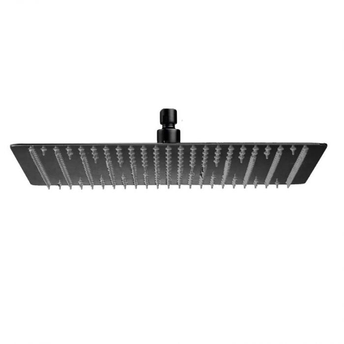 Soffione doccia Nero Opaco quadro in acciaio inox diametro 25x25cm