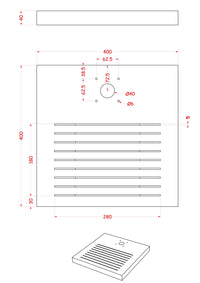 Base Quadrata 40x40x4 cm per Fontane con Ghiera Piccola in Cemento Belfer 42/BSE/8.T Tortora