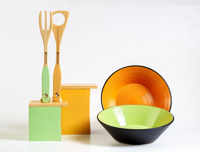 Set Cucina Verde e Arancio 6 Pezzi